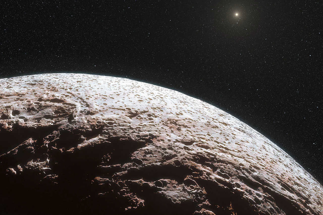An artist's impression of the surface of Makemake (Image: ESO/L. Calçada/Nick Risinger (skysurvey.org))