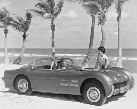 A 1954 Pontiac Bonneville Special publicity shot from the GM archives