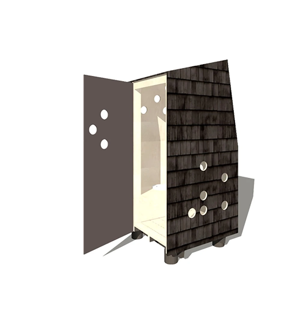 Architectural drawing of one of the shelters