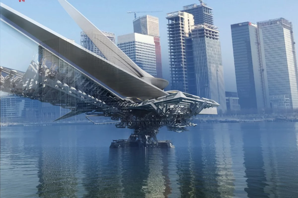 This floating movable bridge commissioned by the Ordos government in Mongolia