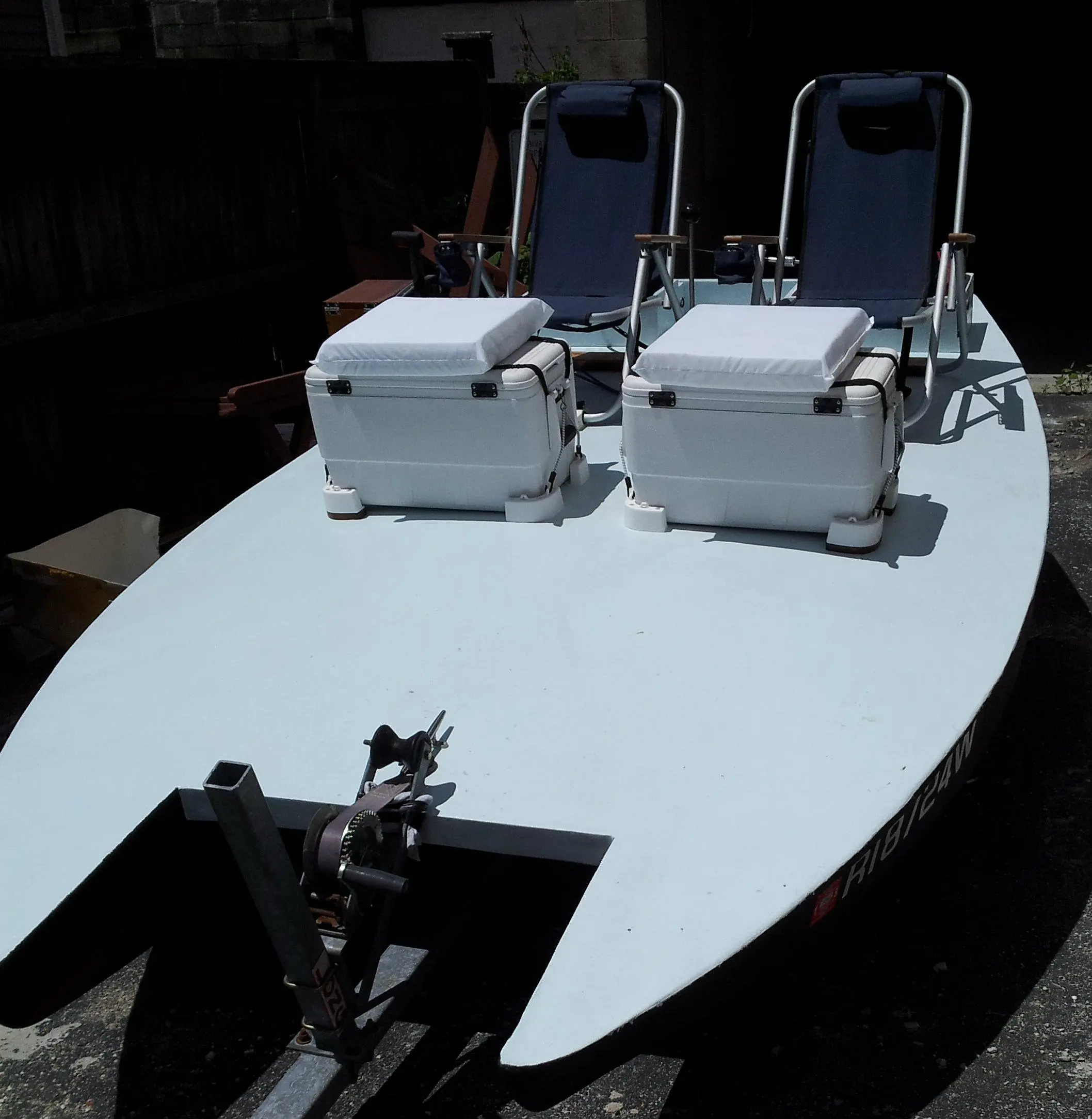 Two reclining chairs and personal coolers - just like a beach picnic