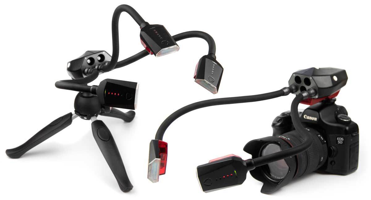 The Xenon flash arms can be remotely triggered using a companion mobile app