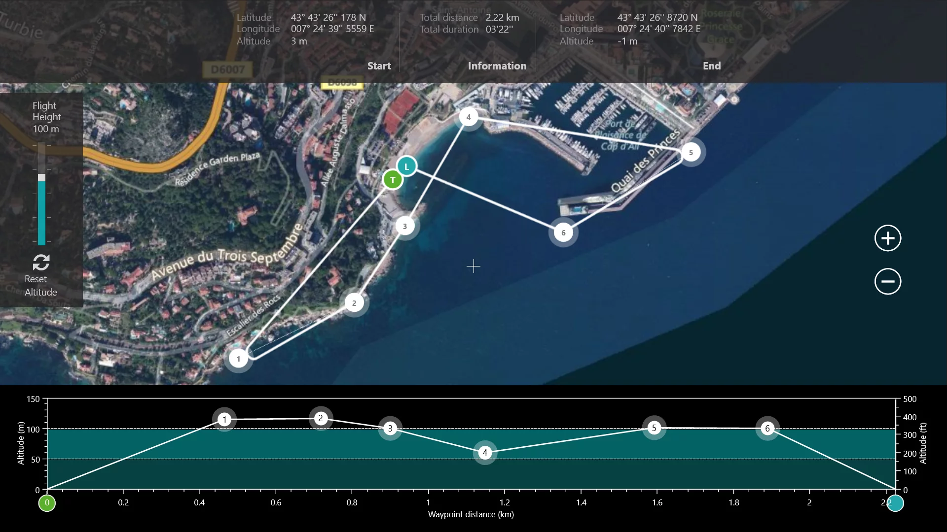 Using the OperationCenter app to set the flight path