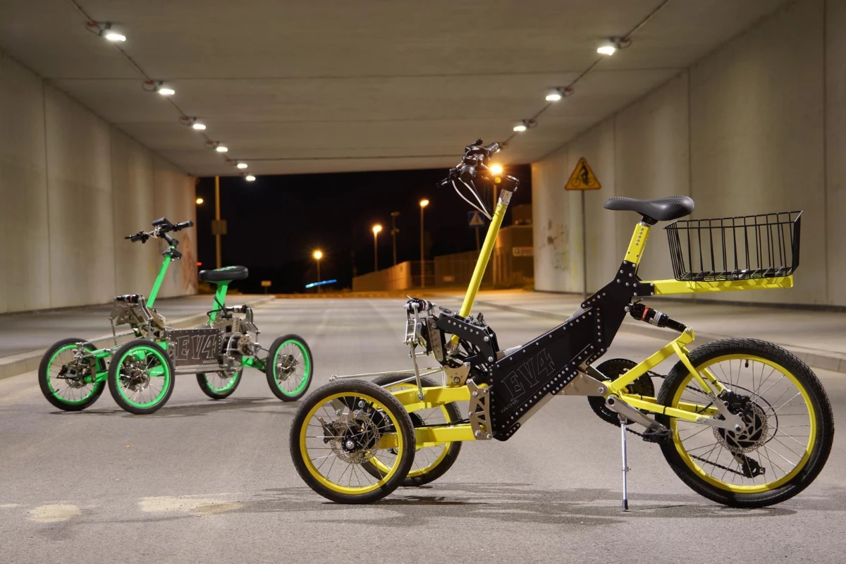 The new EV4 e-trike has the same design aesthetic as last year's tilting quad bike