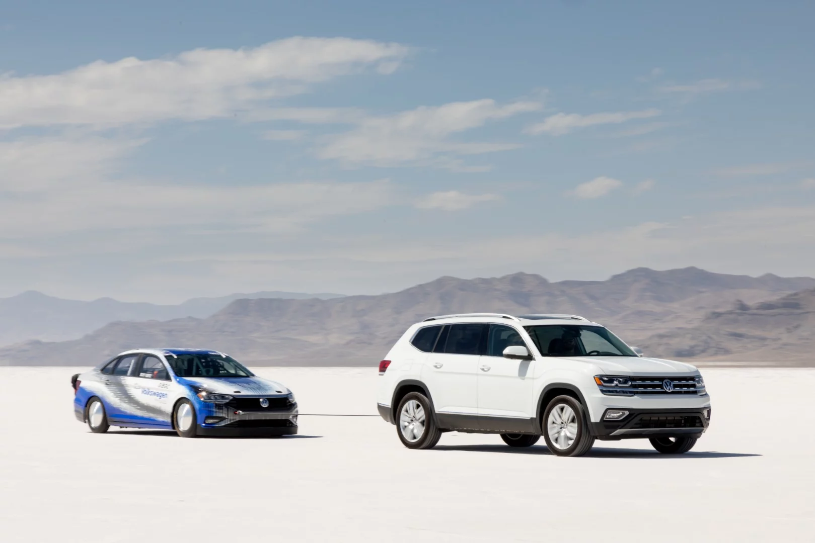 A pair of parachutes was added to the modified VW Jetta to bring the high-speed car to a halt