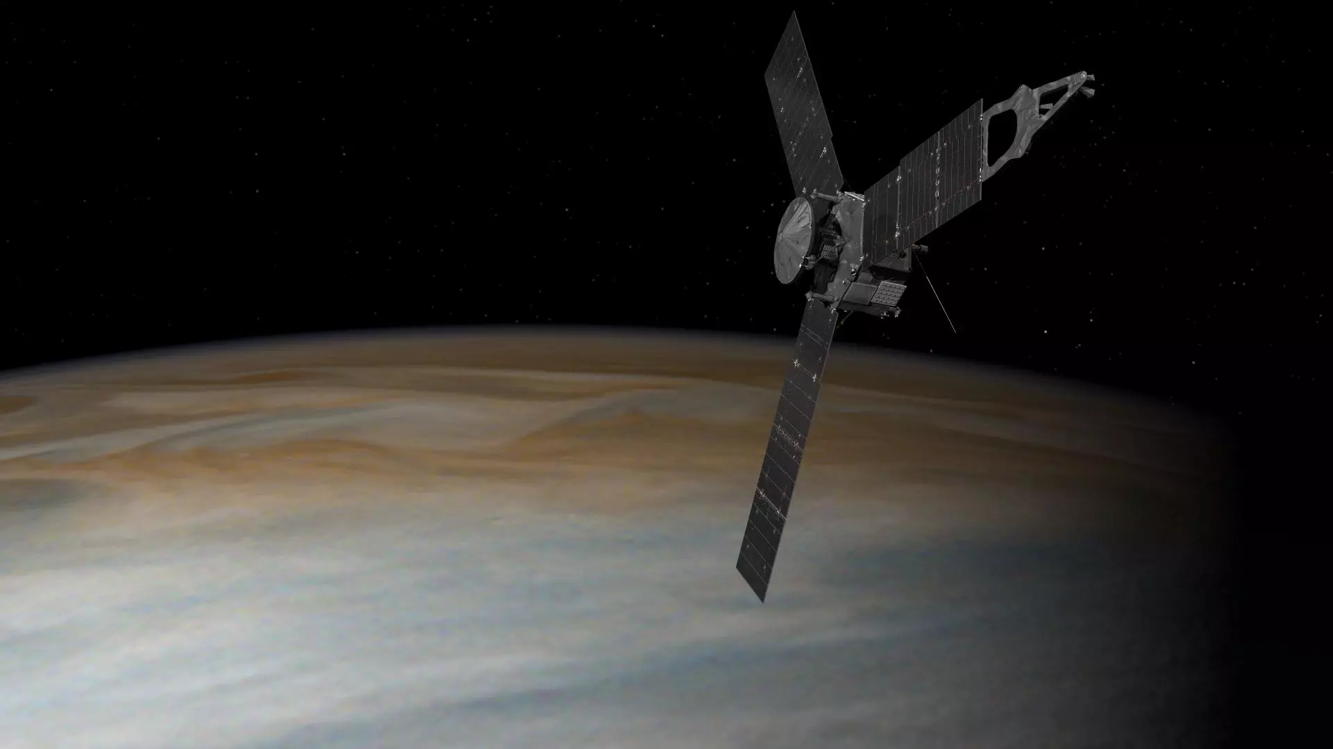 Artist's concept of Juno over the Jovian pole