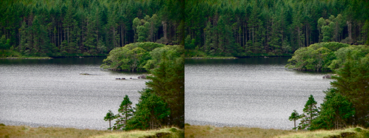 Before and after: lake with and without rocks (Photo: Gizmag)