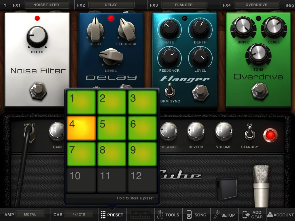 Up to 36 presets can be saved for later retrieval