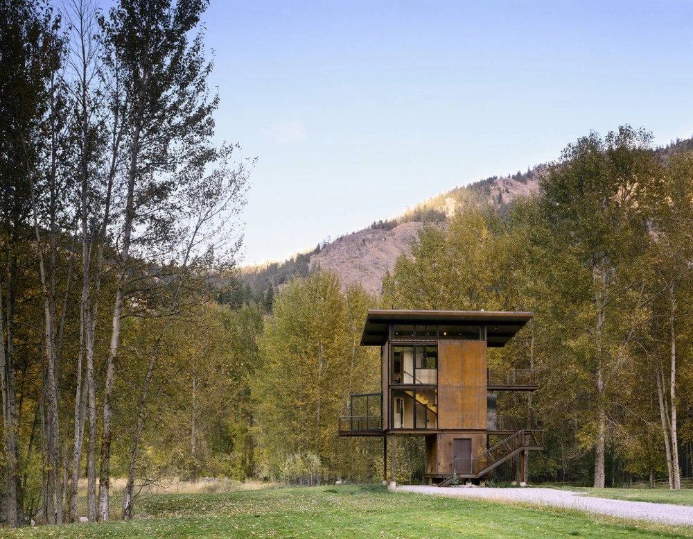 The Delta Shelter with its protective shutters open(Photo: Benjamin Benschneider)