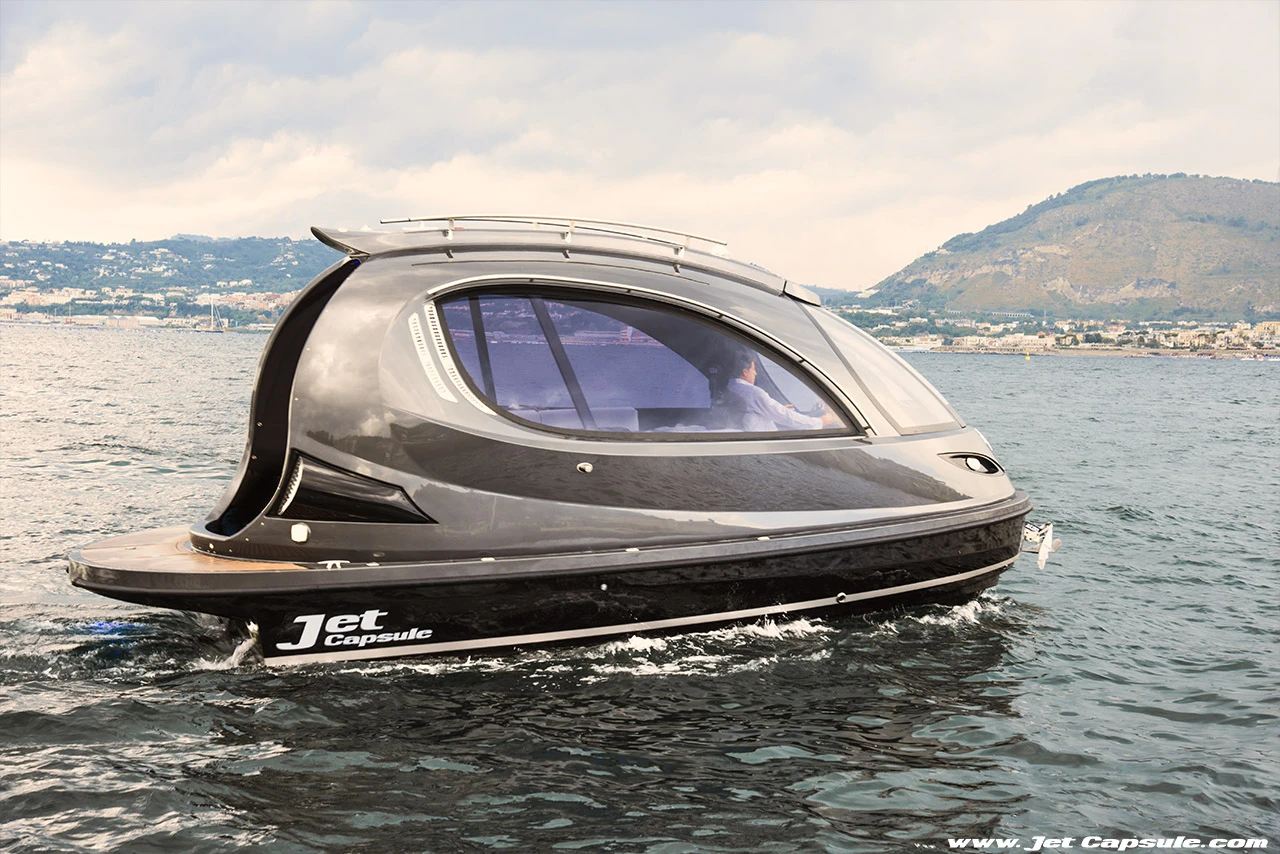 The Jet Capsule is the company's first major fully realized product – a luxury mini-yacht