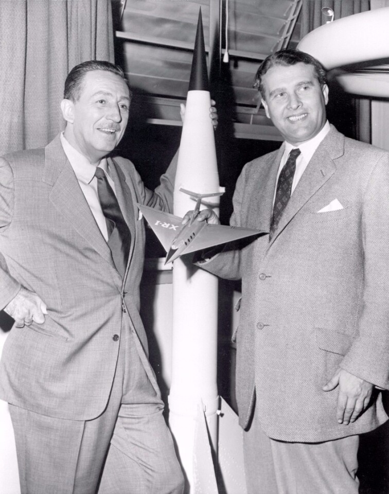 Werhner Von Braun (Right) and Walt Disney