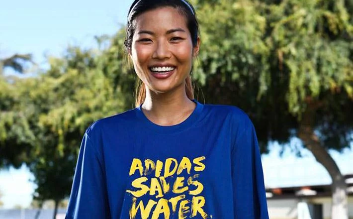 adidas created t-shirt graphics that illustrate the environmental benefits of DryDye