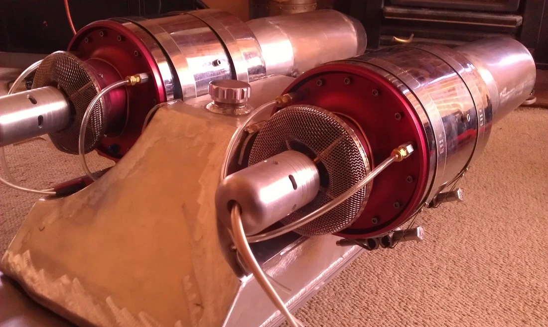 The turbines are military grade, and capable of generating 202 lb (91.6 kg) of maximum thrust for five minutes, with a continuous thrust rating of 176 lb (80 kg) (Photo: Daz Fellows)
