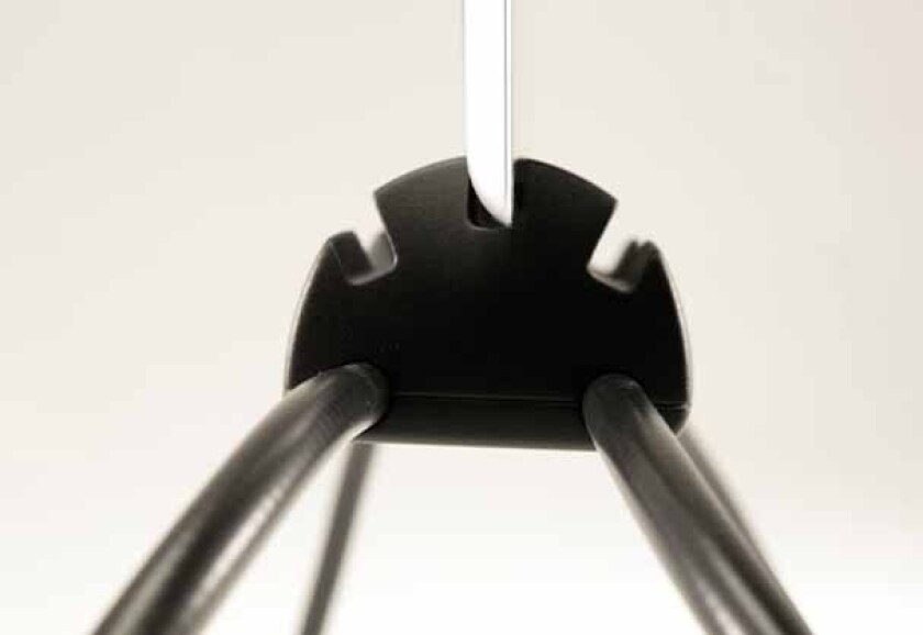 The ABS plastic mounting base has three grooves for slotting in an iPad which vary viewing angles for sitting, reclining and lying down