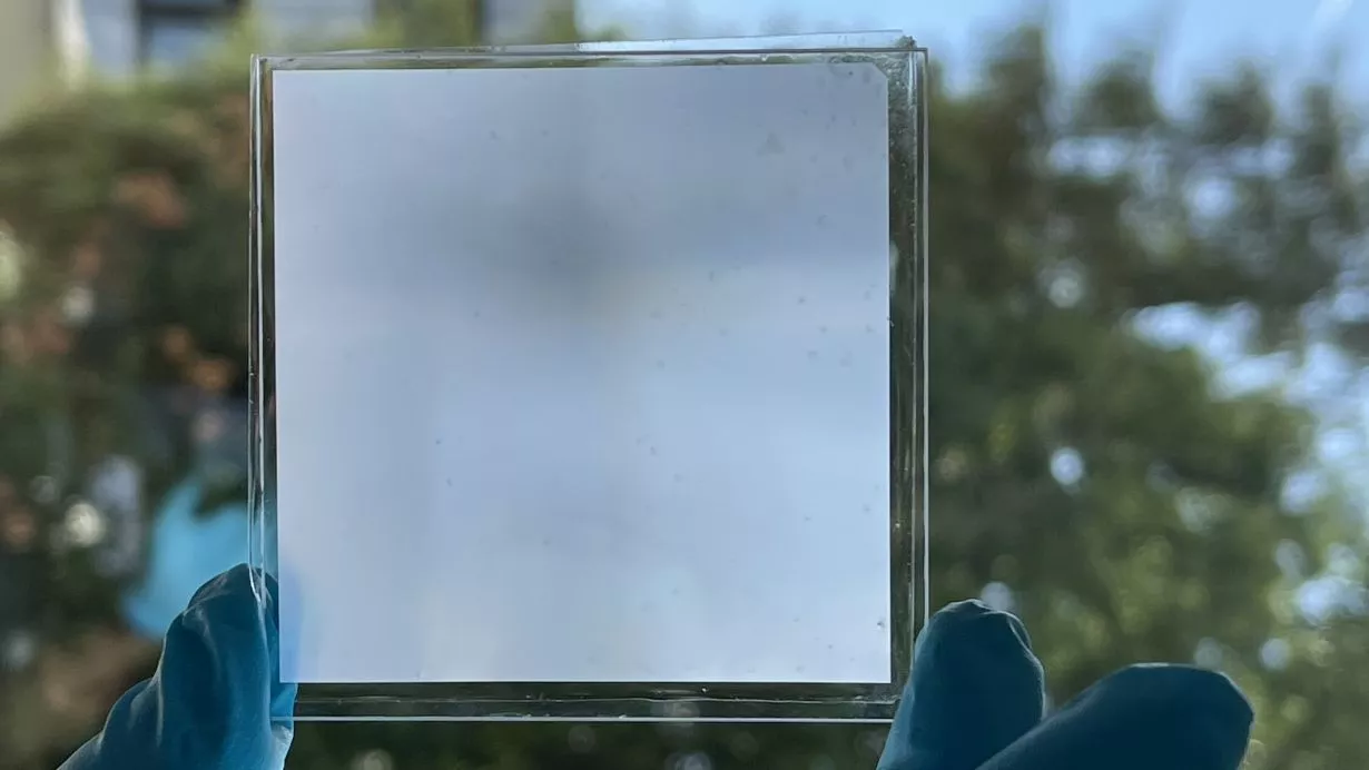 A sample of the new metamaterial, which is more transparent than glass