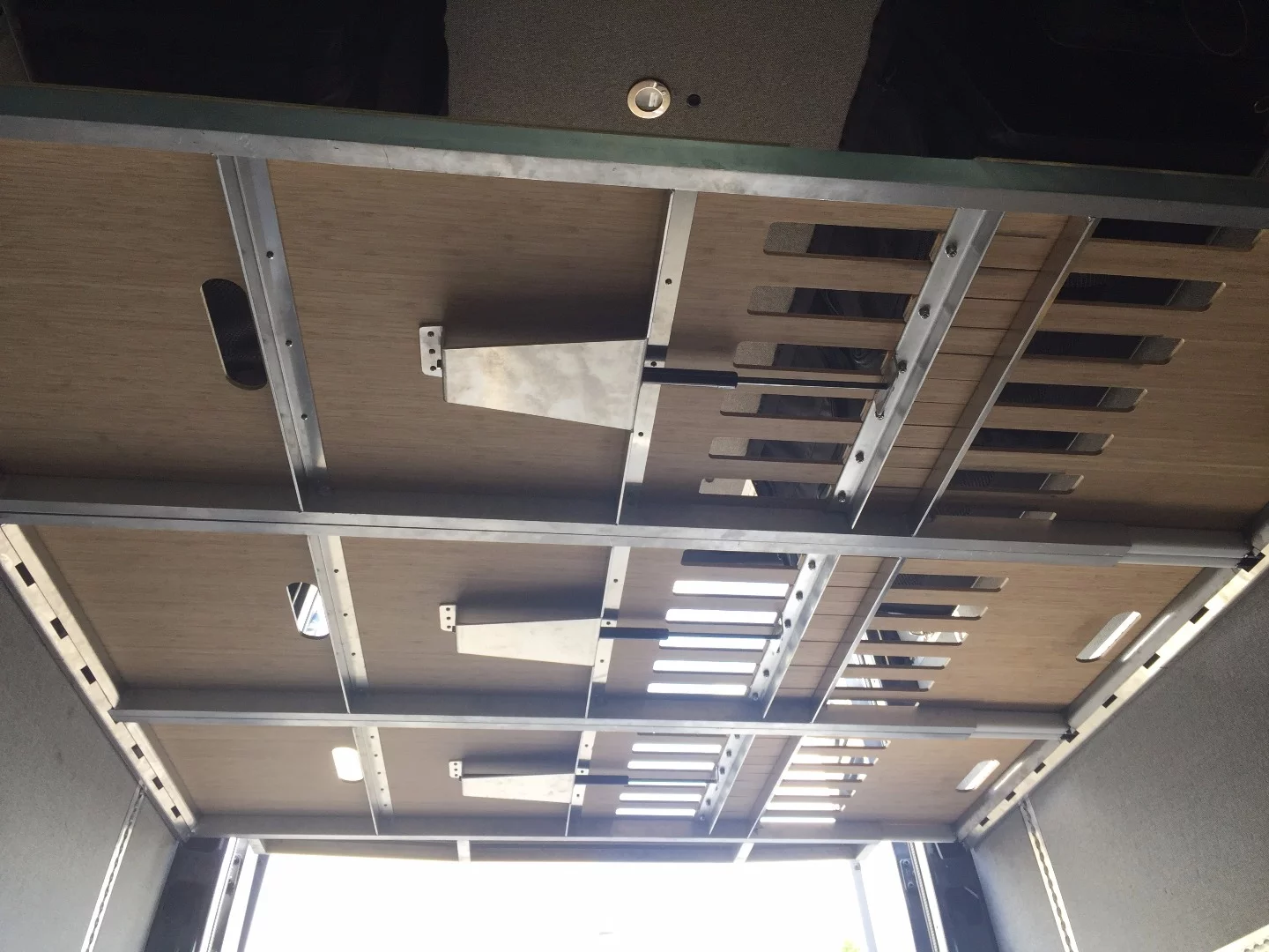 The MOAB bed can be raised to make room for cargo on the ride, then lowered for sleeping at camp