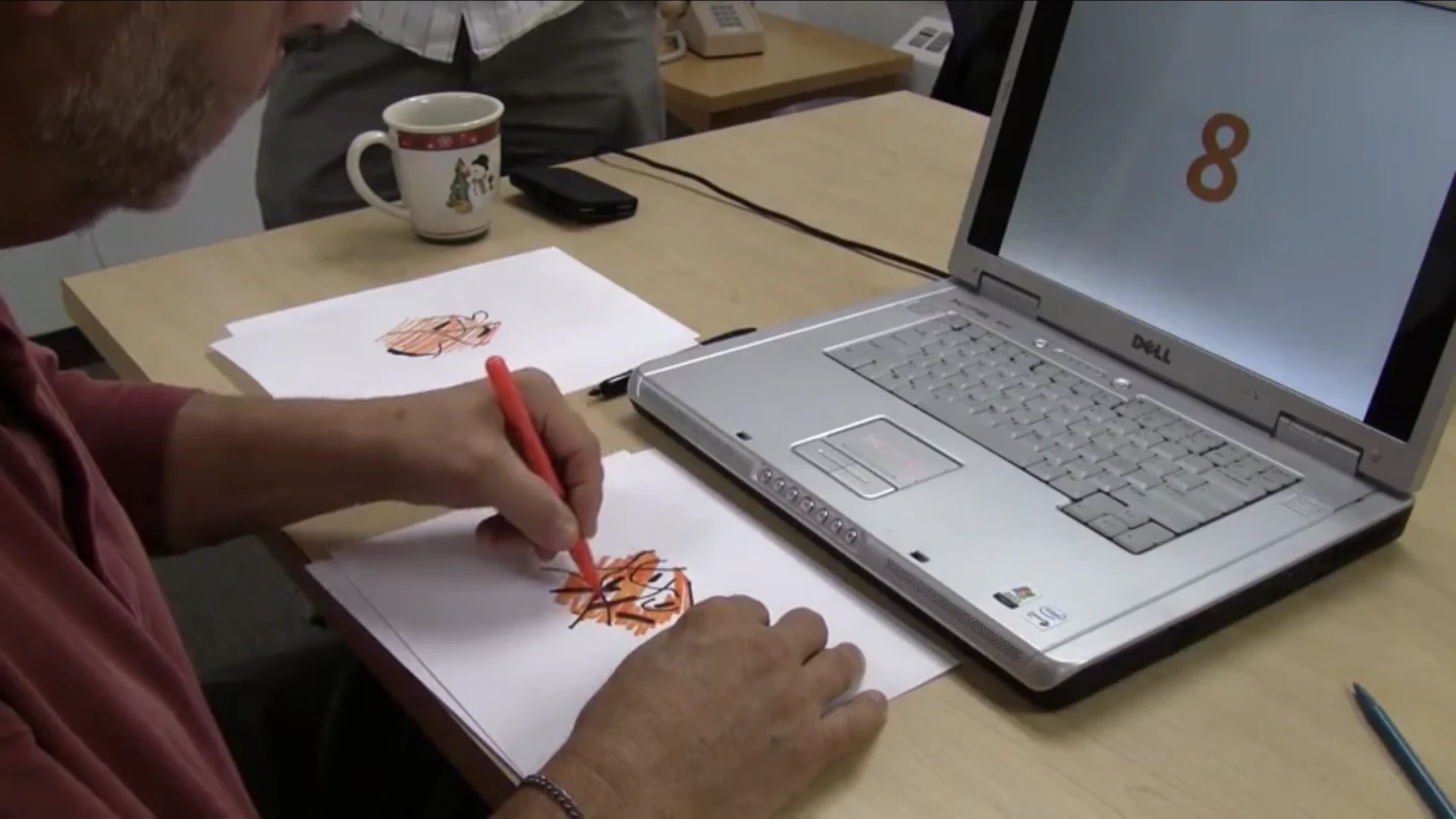 Patient RFS attempts to draw the number displayed onscreen