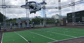 NEC's flying car prototype in caged testing