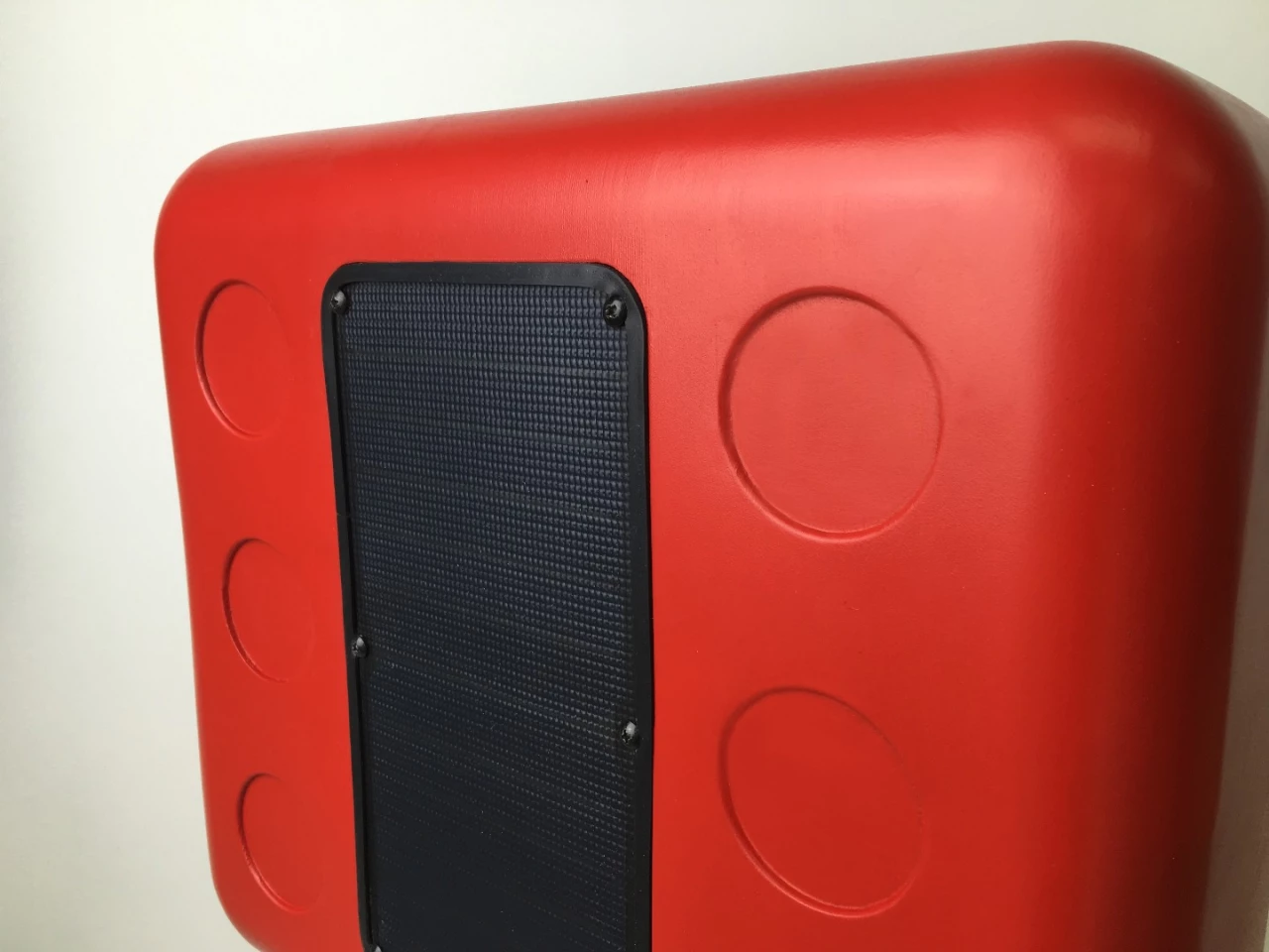 The solar panel of the Wheelrider features a scratch-resistant surface and connects to a built-in US socket