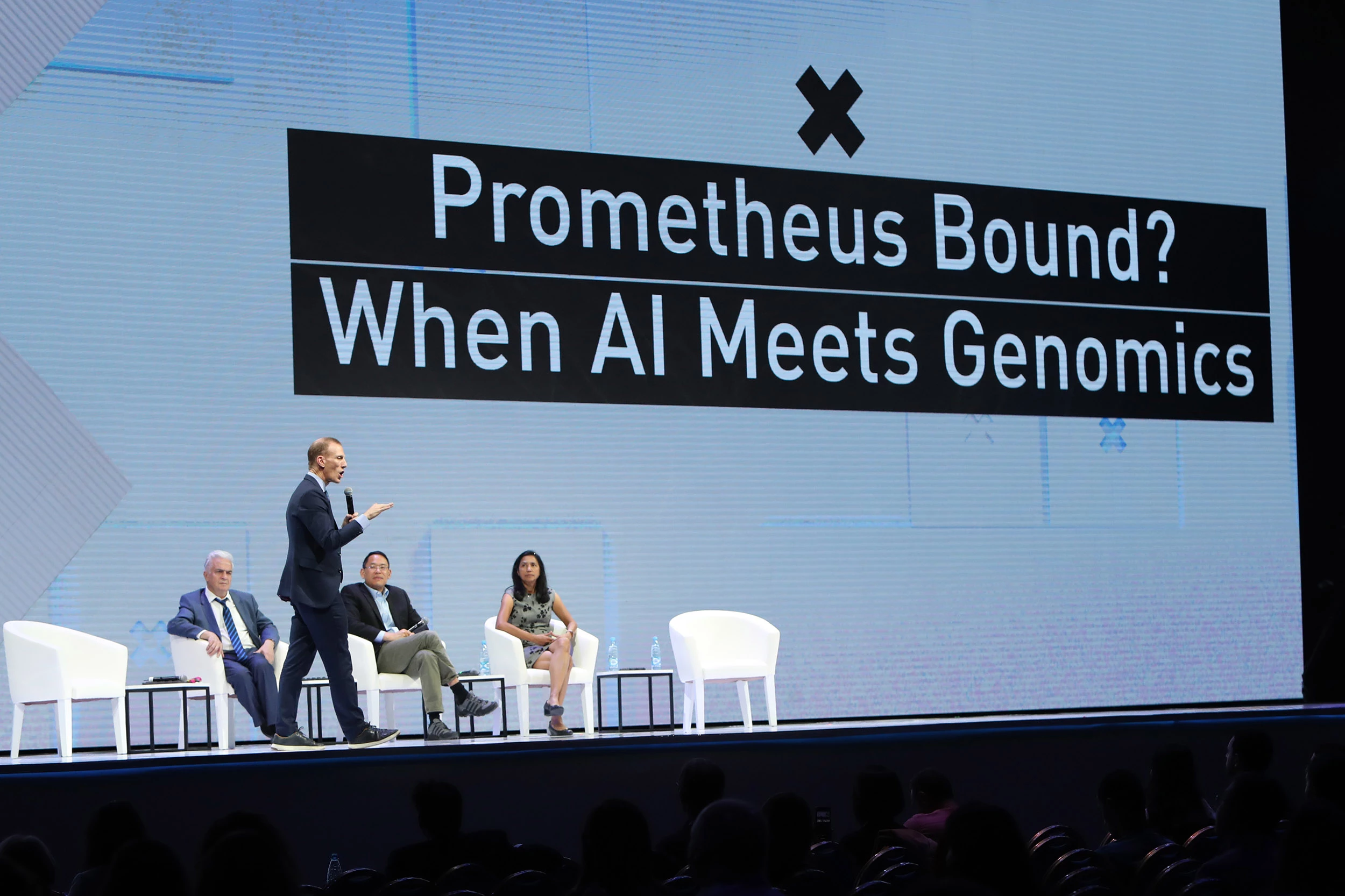 Jamie Metzl delivers the keynote for the "Prometheus Bound: When AI Meets Genomics" panel at WCIT Yerevan 2019