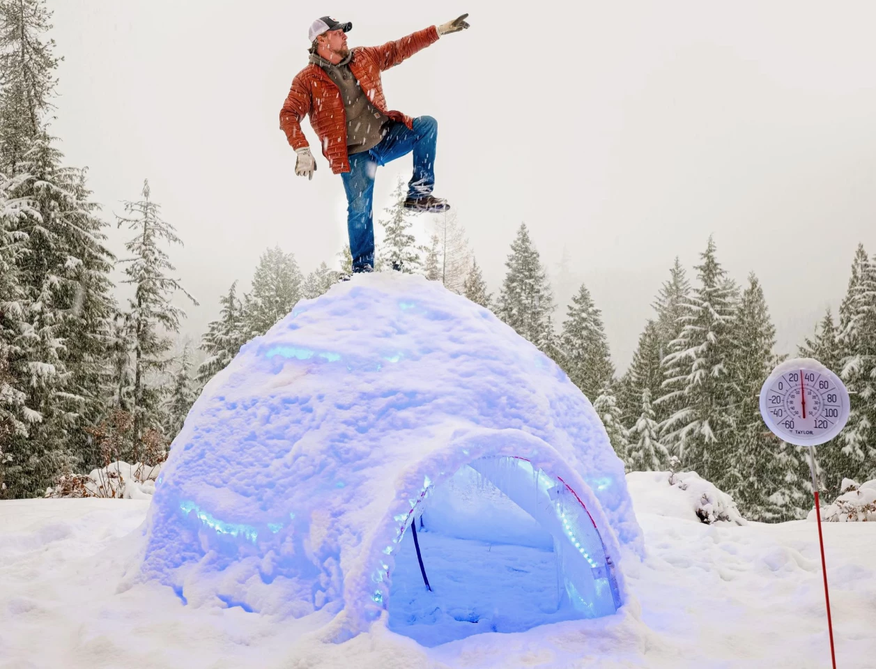 The Inland Iglu measures 5 ft 4 inches high by 11 ft long by 9 ft wide (163 by 335 by 274 cm)