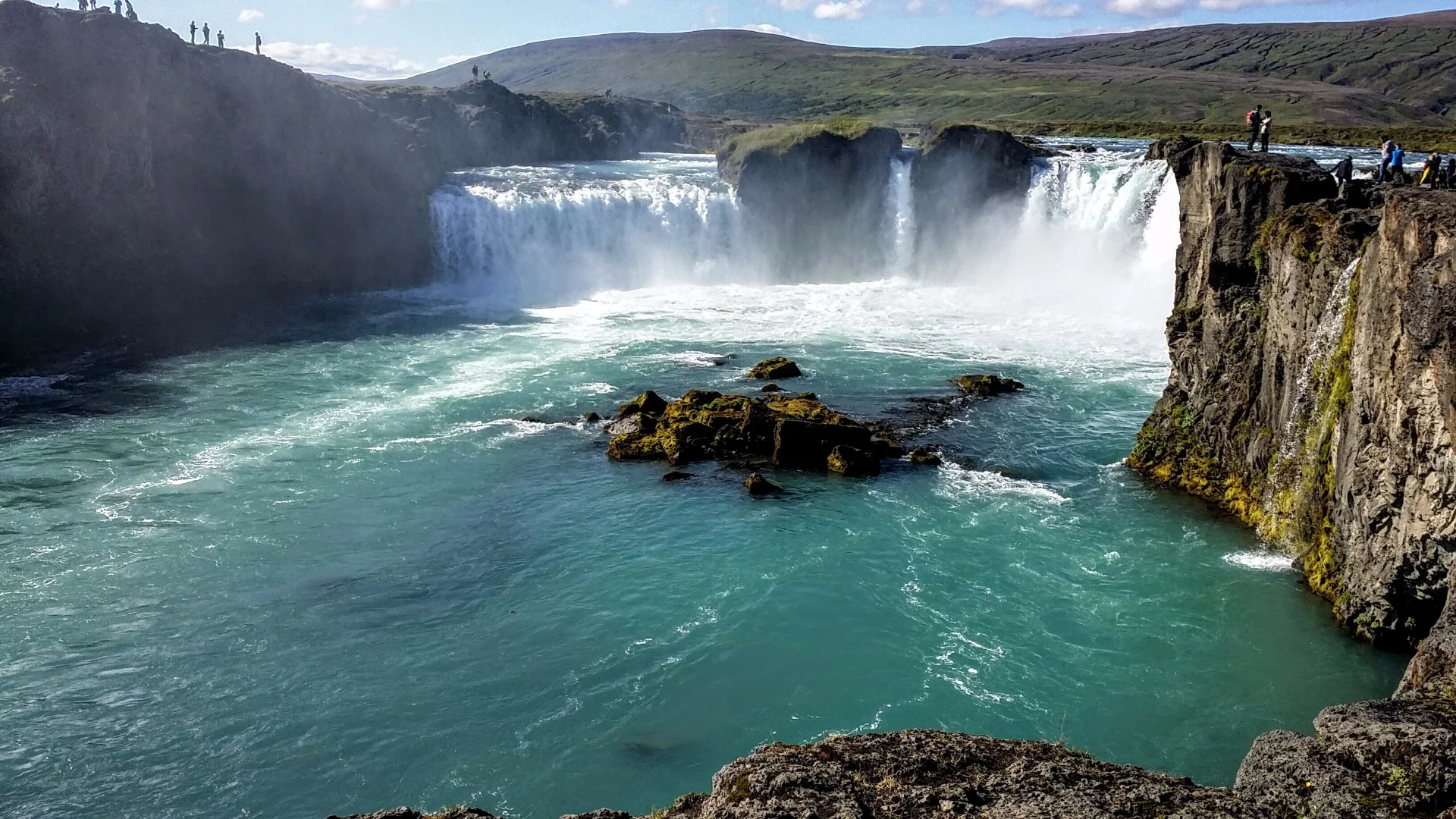 With a hot volcanic base and a cold glacial cap, it's not hard to understand what Iceland has a lot of – water. In particular, it has a series powerful flowing rivers that carve the landscape and create a collection of jaw-dropping waterfalls. There are at least 30 well-known waterfalls on the tourist trail and countless others that tumble off cliffs behind farmhouses on all parts of the island. This one, Godafoss, is in the northern part of the country. It was formed by the river Skjálfandafljót's flow over a 7000-year-old lava field, which created a canyon measuring about 100 m (328 ft) wide.