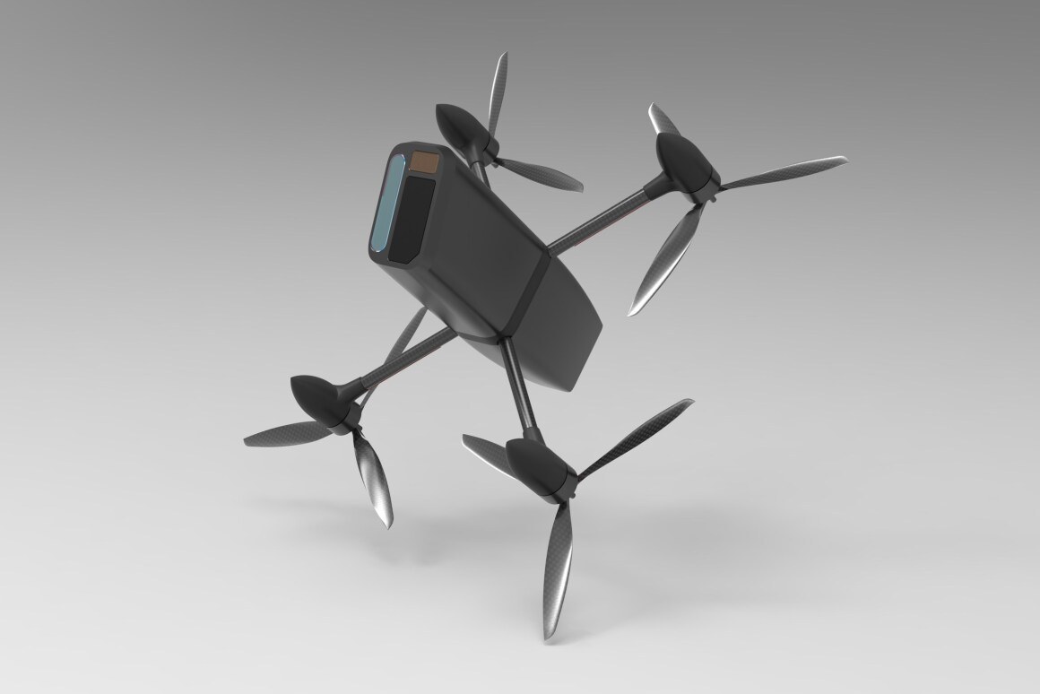 The Interceptor drone is designed to neutralize threats from other drones by smashing them out of the air