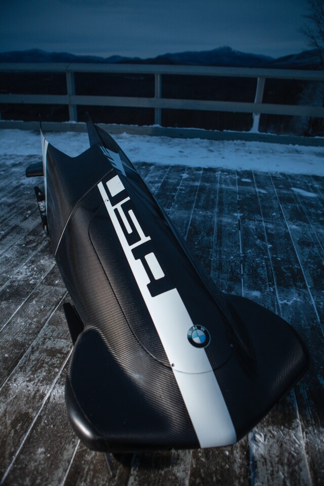 The carbon fiber-bodied sled was designed using BWW’s Efficient Dynamics principles, which are usually used for developing lighter, faster, more fuel-efficient cars