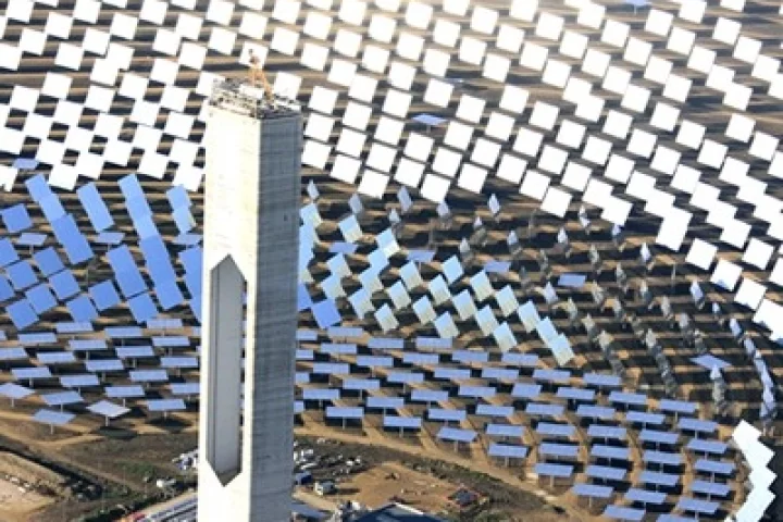 1.291 mirrored heliostats and a 54 story high tower the World's largest solar power tower plant located near Seville in Spain in now on line generating 20 megawatts (MW) of electricity, enough to supply 10,000 homes.