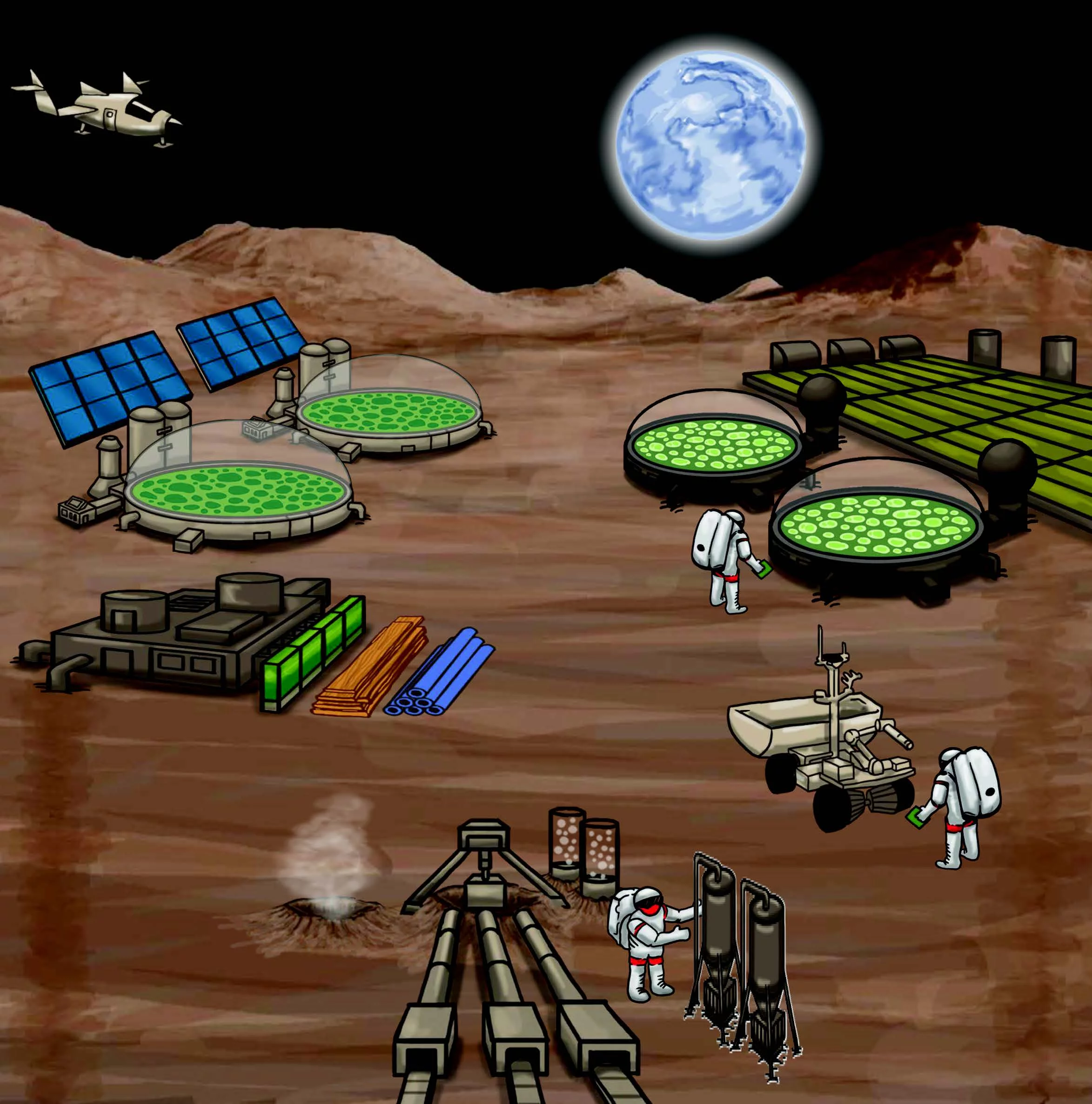 Scientists at Berkeley Lab believe that synthetic biology techniques could produce a significant portion of fuel and augment food and drug supplies during extended space missions (Image: Royal Academy Interface)