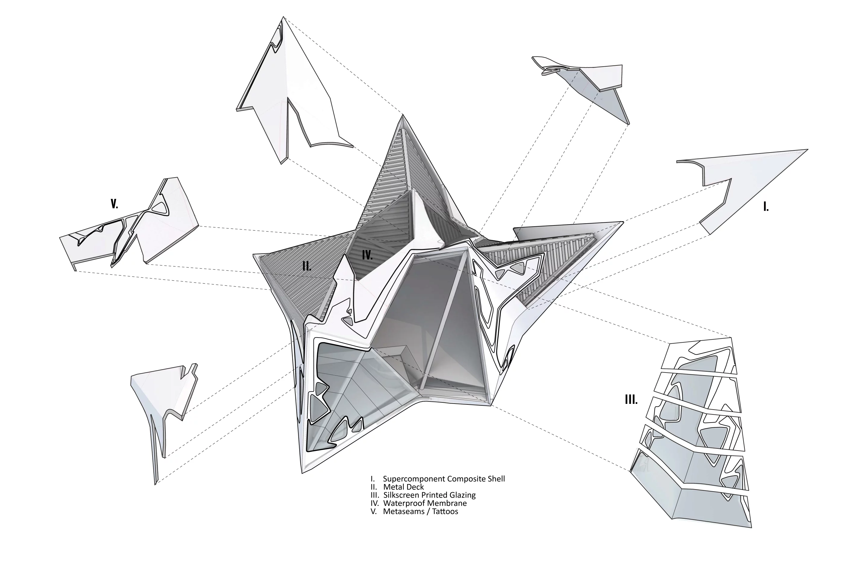 The Lo Monaco House concept is a tale of two forms: an eye-catching crystal-like pointed mass and the slab-like pedestal it stands on (Image: Tom Wiscombe Design)