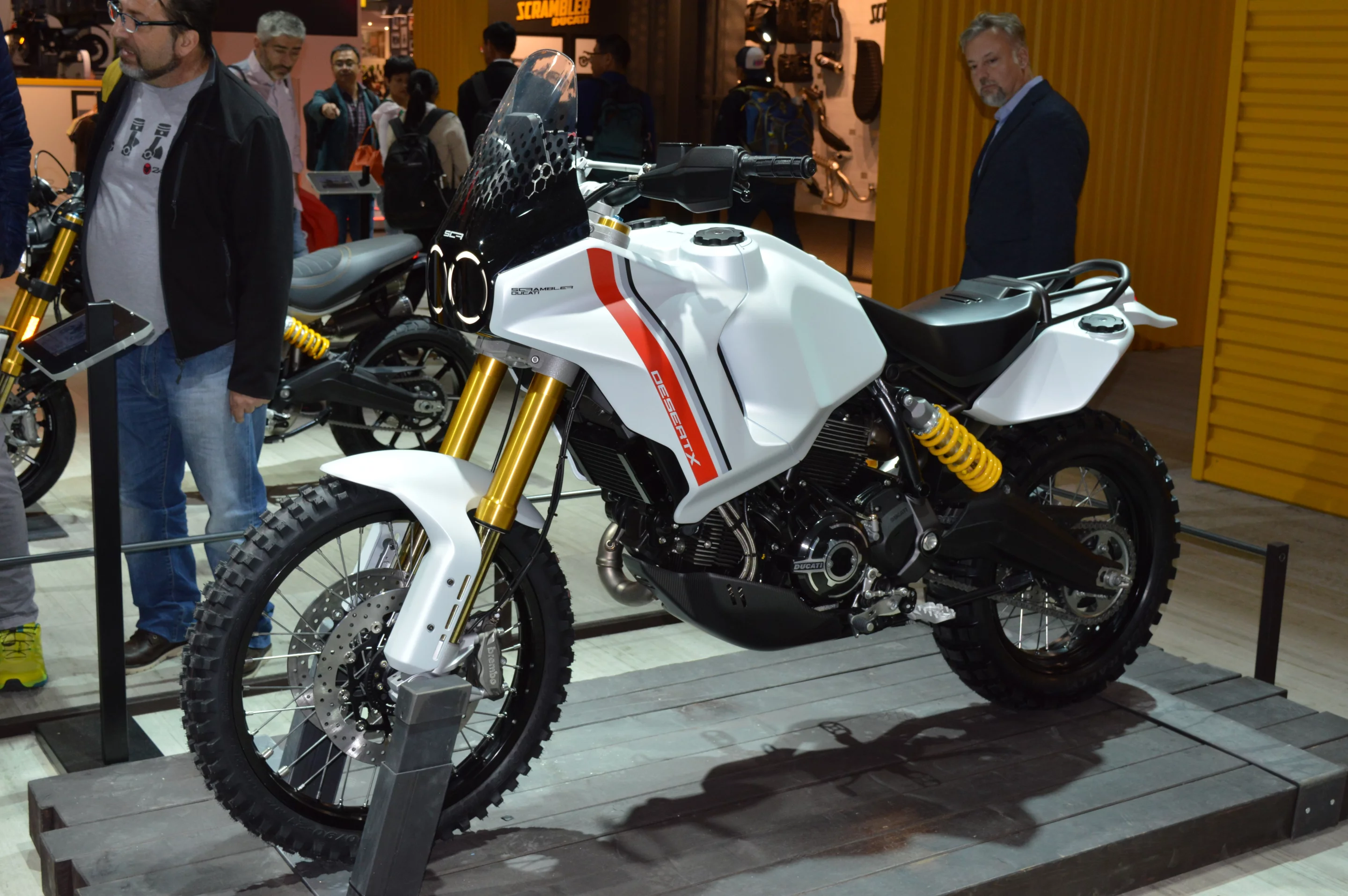 The DesertX concept that was unveiled at the 2019 EICMA was based on a Ducati Scrambler frame and air-cooled engine combo, whereas the 2022 production version retains only the original design