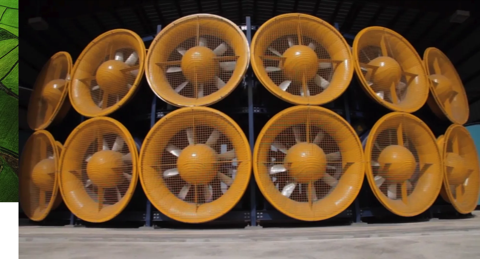 The Wall of Wind (WOW, for short) consists of a 12 electric fan-motors which are used to test the integrity of building designs