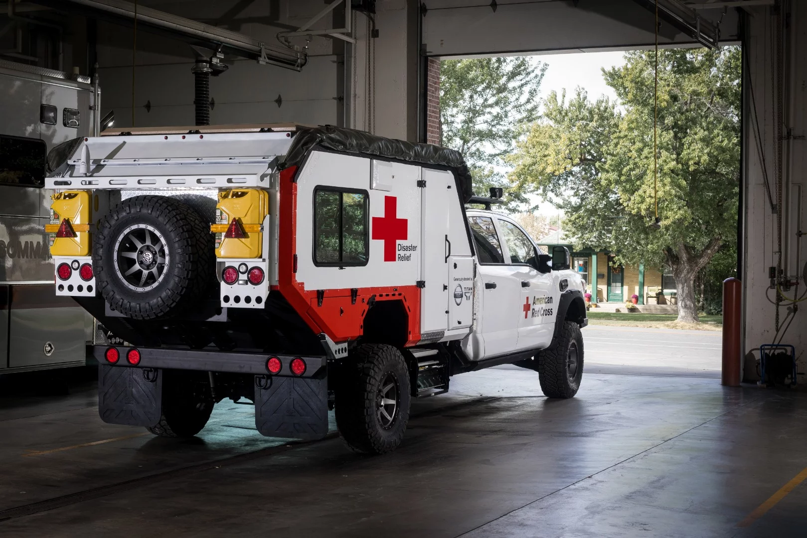 Nissan dropped a rugged Conqueror trailer on the back of its Titan, creating a one-of-a-kind emergency support vehicle