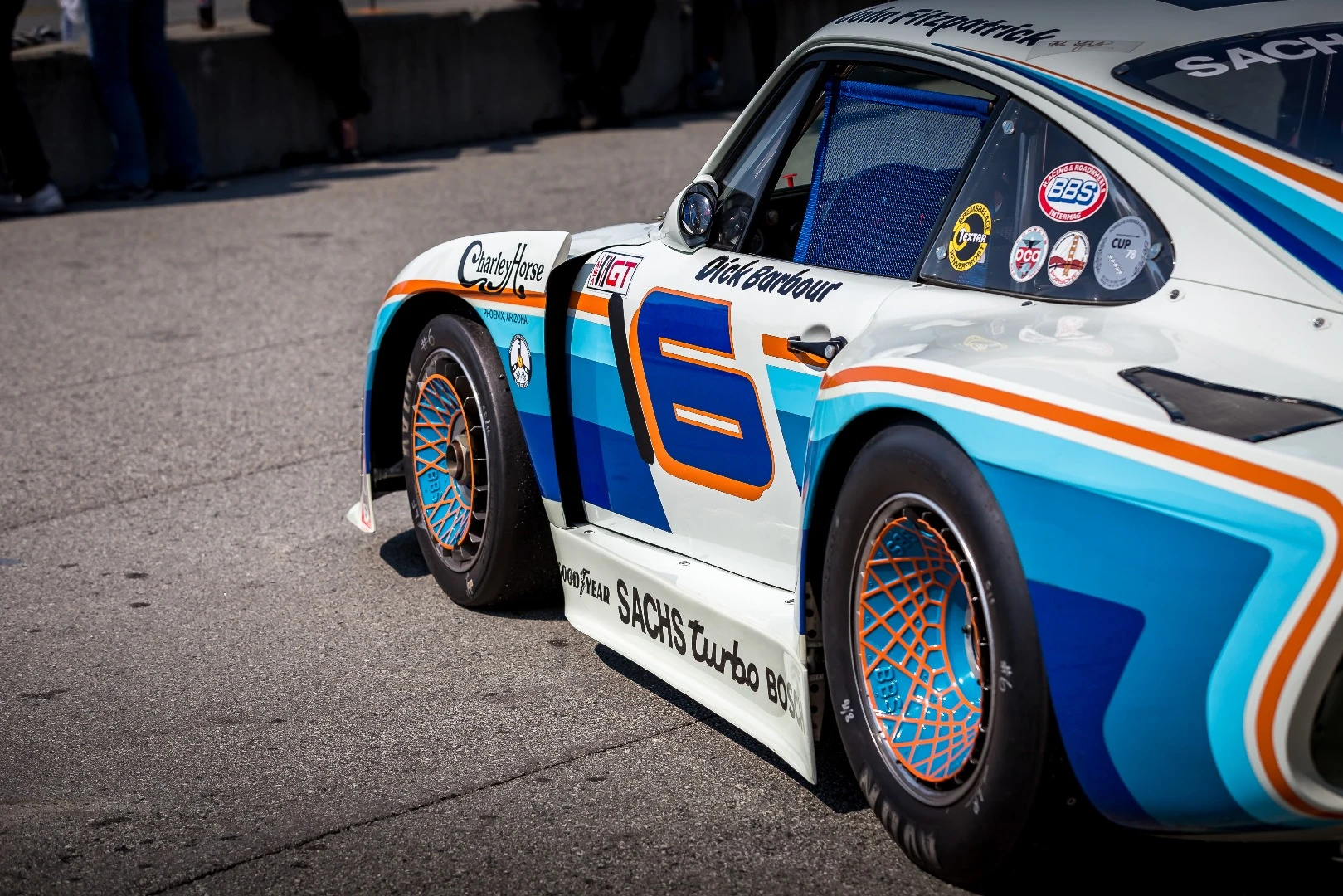 Derek Barbour's Porsche 935 staged up in the holding area