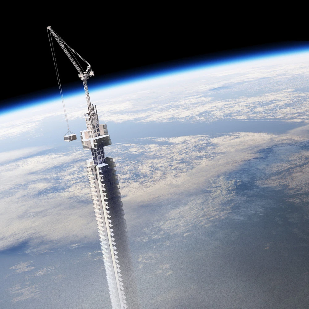 From Clouds Architecture Office comes this extraordinary concept for an upside-down skyscraper that hangs from an orbiting asteroid