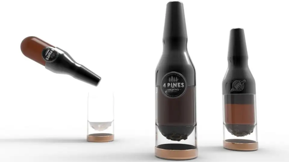 The concept beer bottle for enjoying a brewski in space