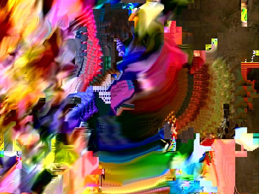 A video still from Takeshi Murata's Monster Movie, probably the definitive artistic example of datamoshing from the past 15 years
