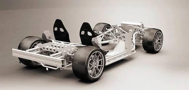 An aerodynamically tuned carbon-fiber body made in one piece rests atop a tubular chromoly steel chassis (Photo: Lucra Cars)