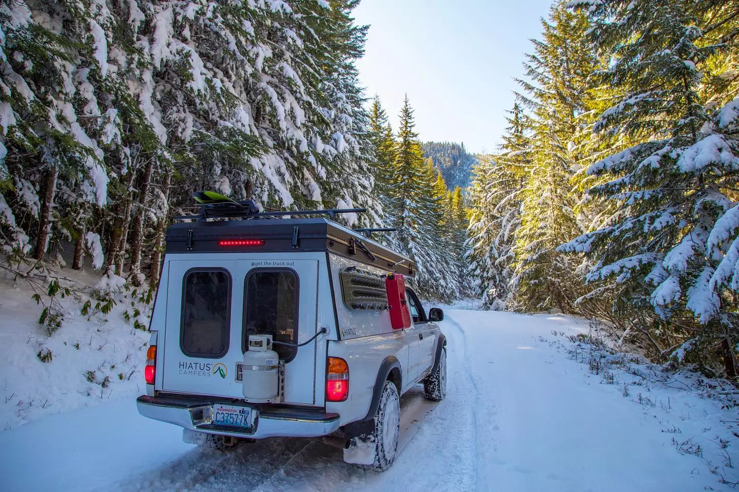 With its insulated hard walls, the Hiatus Camper is designed to be better in cold and inclement weather than other pop-up truck campers