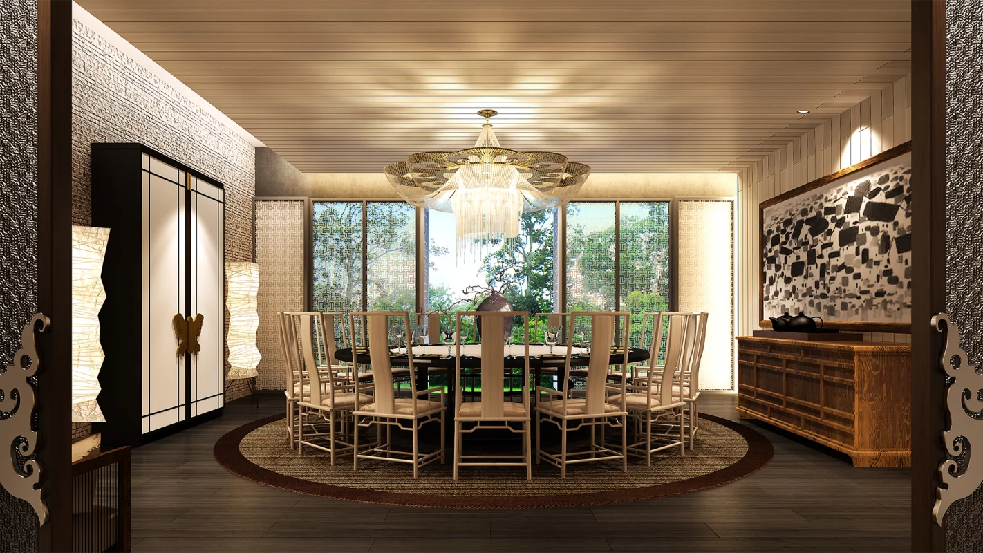 A private dining area in the Yanqi Lake Kempinski Hotel