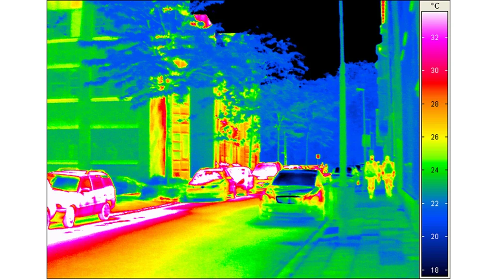 Photo taken by an infrared camera equipped with a temperature-sensitive detector showing the various temperature fields (Image: Fraunhofer IMS)