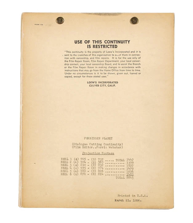 Continuity script for Forbidden Planet