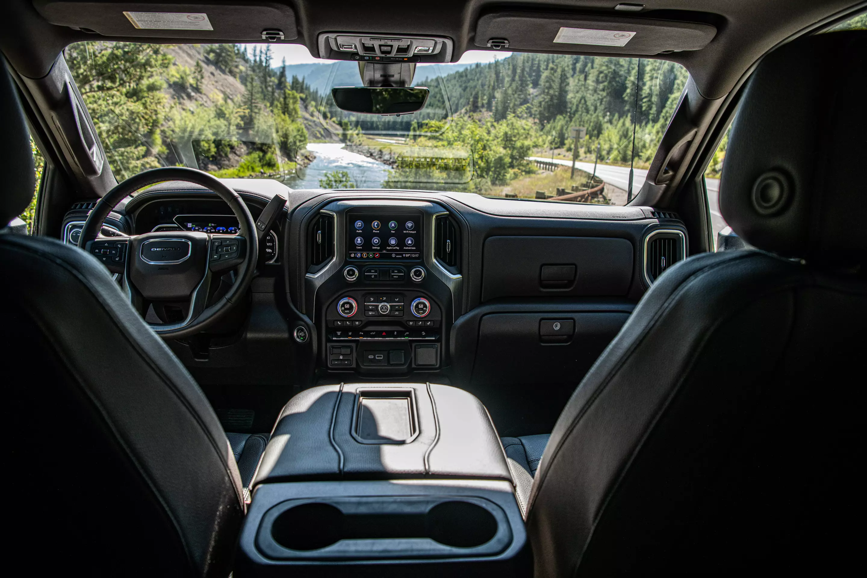 The interior of the 2020 GMC Sierra HD Denali, which is a large Crew Cab by default, offers a lot of room and comfort