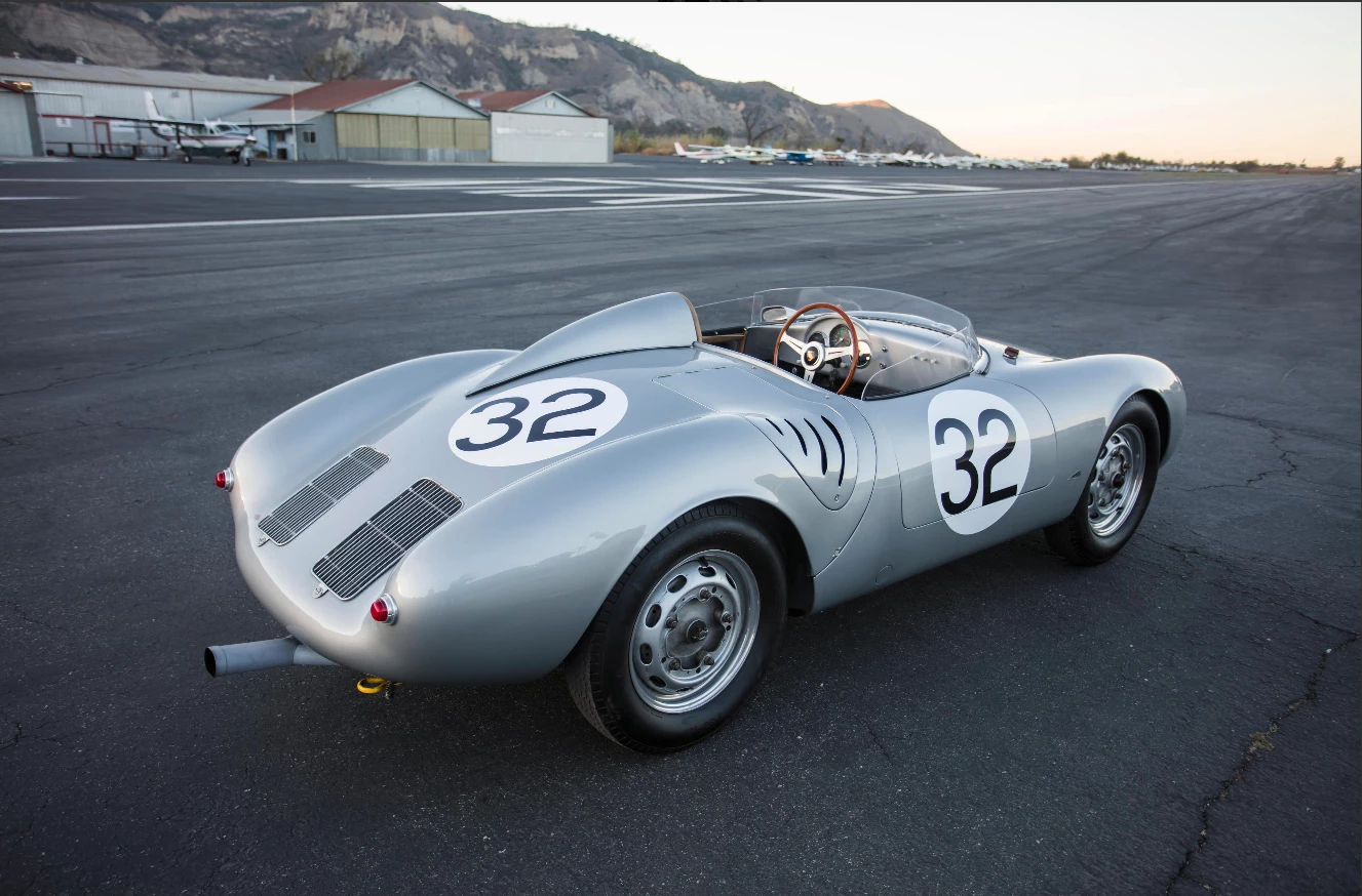 It is small and has just a 1,498 cc engine but the Porsche 550 was a giant killer and this car in particular was one of the works cars which forged Porsche's stellar reputation and built the Porsche name. The 550 Spyder was Porsche's first genuine racing car design with Hans Herrmann taking first in class and sixth overall in the 550's first race - the 1954 Mille Miglia. Herrmann was also third overall in that year's Carrera PanAmericana. There were 75 cars with bigger engines in that race, and Herrmann beat 73 of them ... The full story is well told on the auction page. The 1958 Porsche 550A Spyder sold for $5.17 million