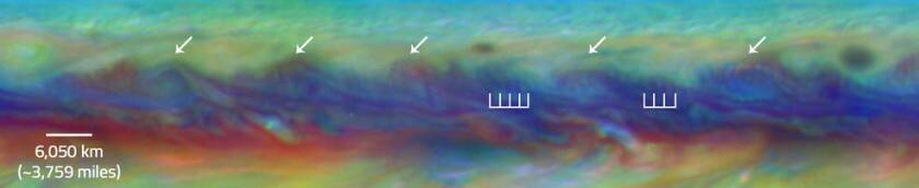 In Jupiter’s North Equatorial Belt, scientists spotted a rare wave that had been seen there only once before