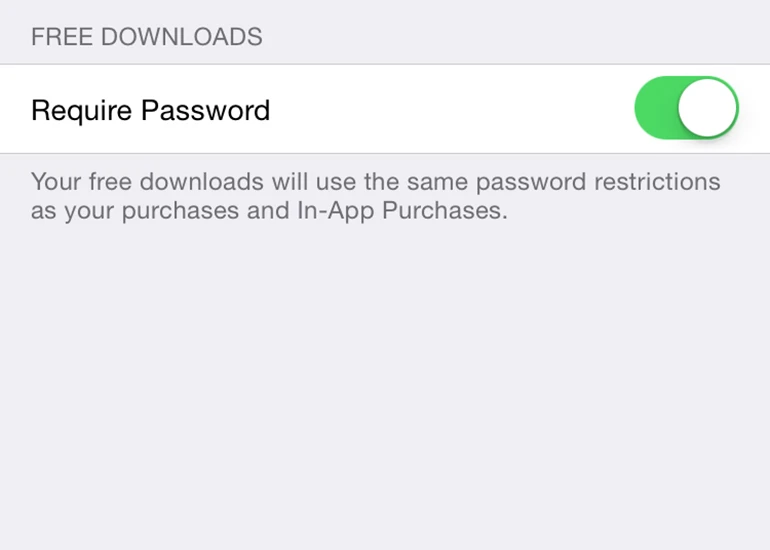 Disable the iTunes password for free apps