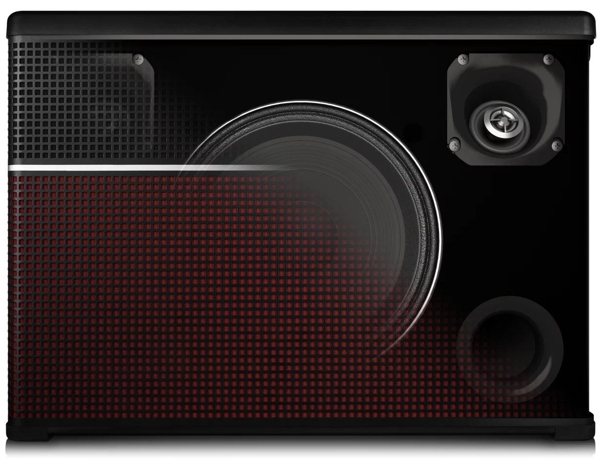 The five speaker stereo design is claimed to cover a wider frequency range than any traditional guitar amp