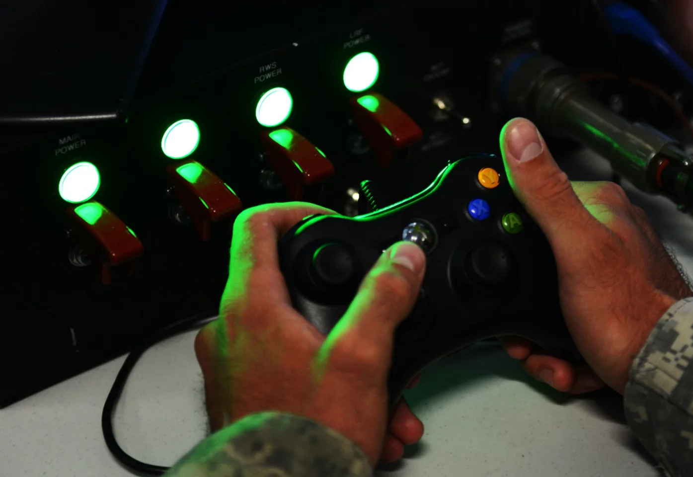 Some Tower Hawk controllers resemble those on video games (in fact, this one is an Xbox controller)