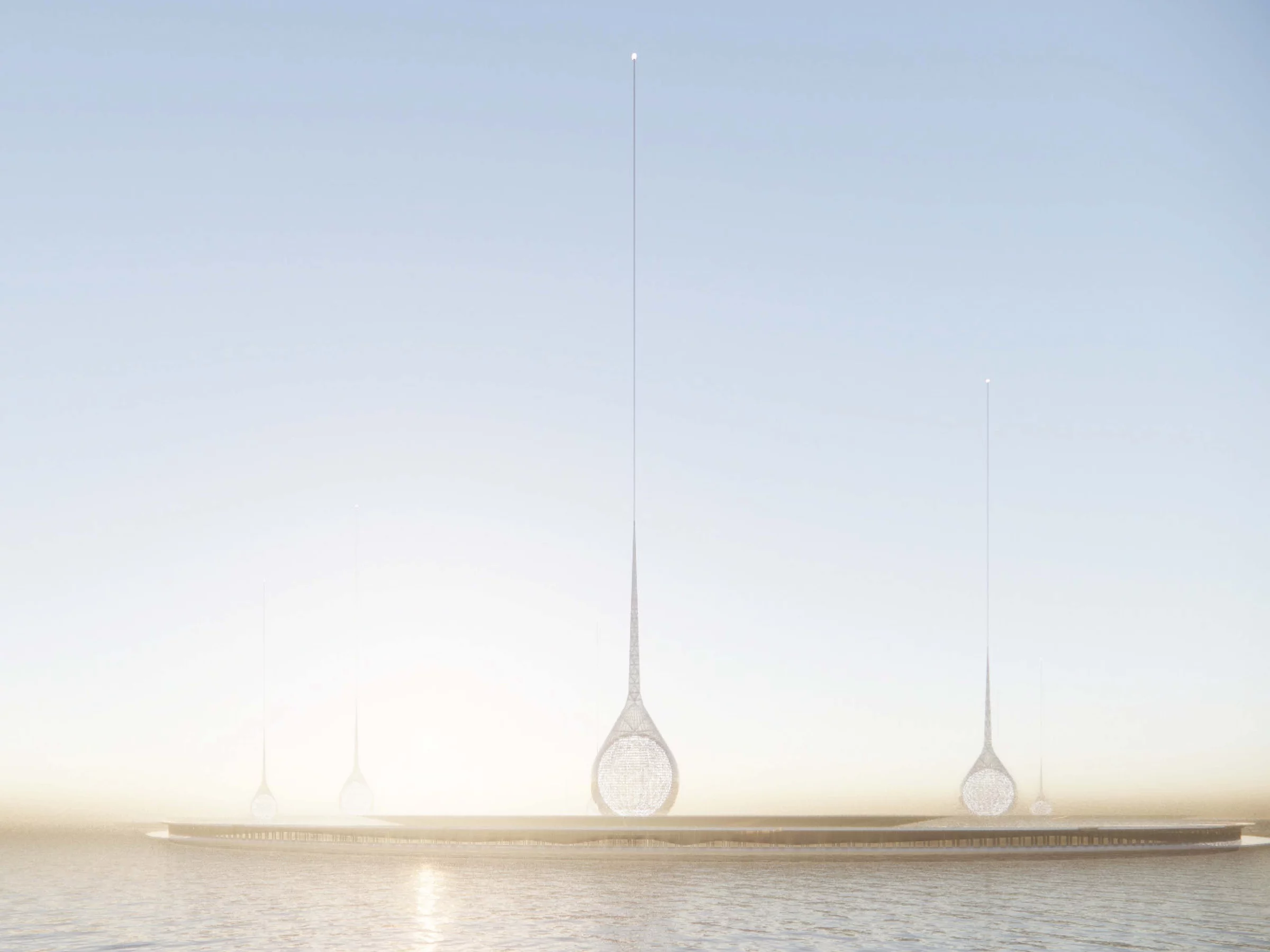 Memory Drop Skyscraper was designed by Pablo Allen Vizan and Inma Herves González. It envisions installing skyscrapers in Point Nemo (the furthest point in the ocean away from land on Earth) that hold civilization's collective data and memories